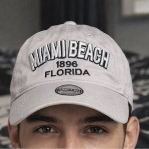 LUCKY 7 USA Miami Beach Florida 1896 Vintage Dad Hat Baseball Cap Adjustable GUC